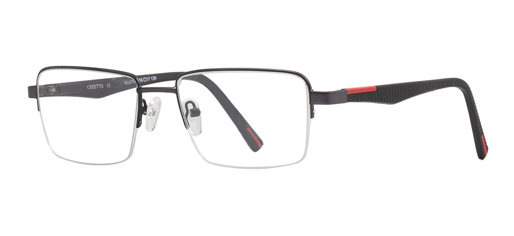 CARETTA Eyeglasses Teenage,Adult Man Rectangular Half Framed Metal Unfiltered CRTTA 7841-C.M06